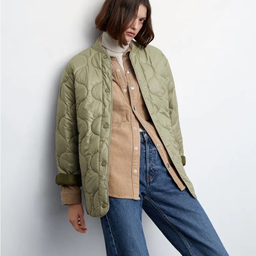 Mango MNG satin quilted padded blogger favorite puffer jacket water repellent - Picture 3 of 9
